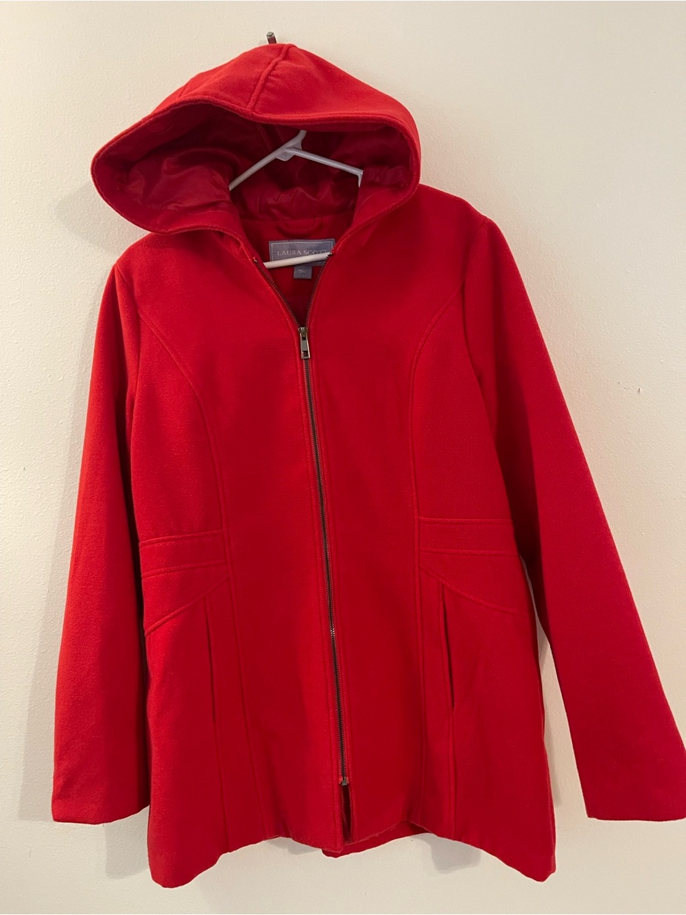 Laura Scott Vibrant Red Hooded Trench Coat